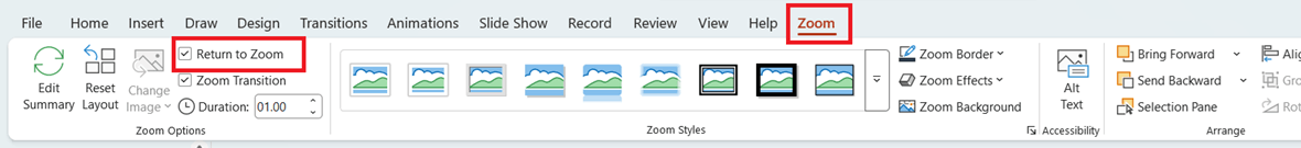 return to zoom پاورپوینت