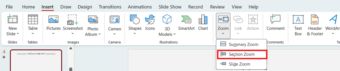 section zoom پاورپوینت