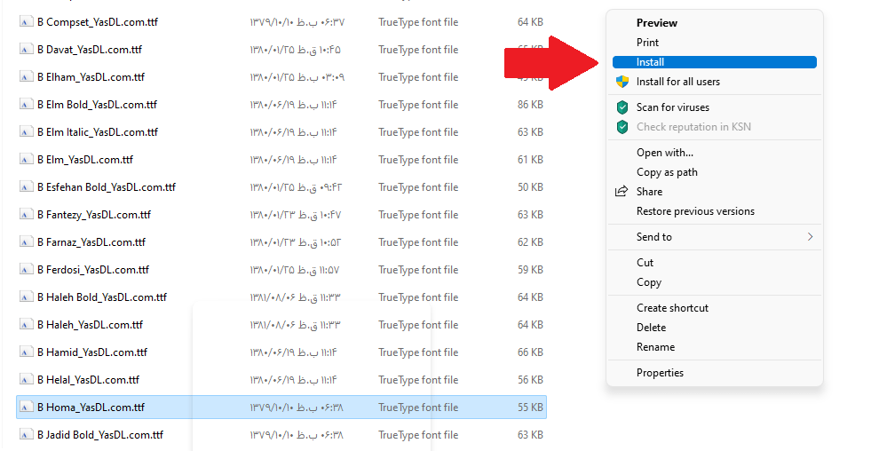 نصب فونت در پاورپوینت