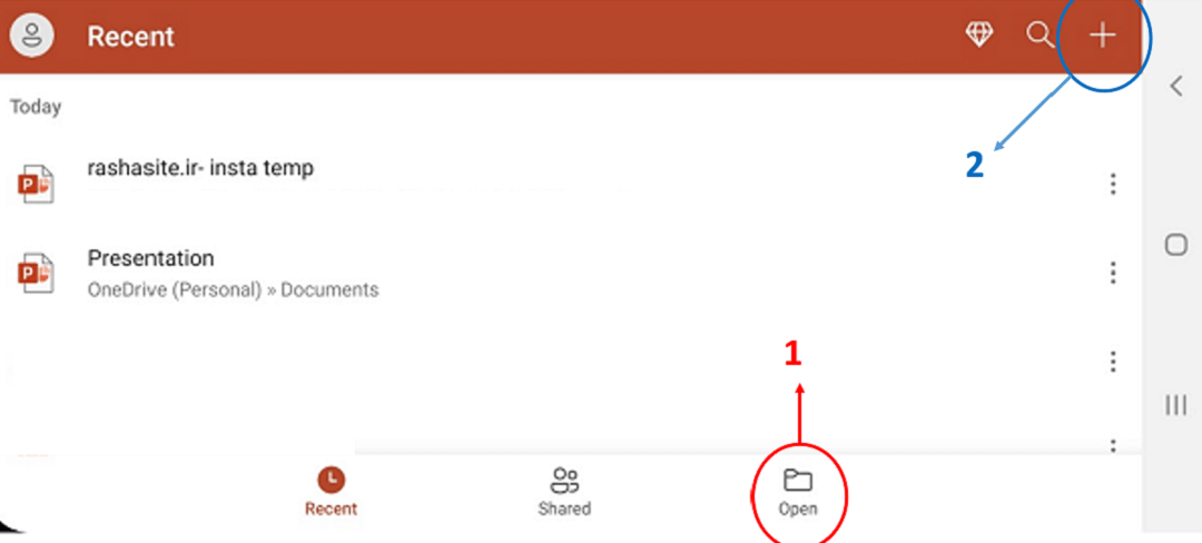 آموزش باز کردن فایل و ساخت پاورپوینت در گوشی