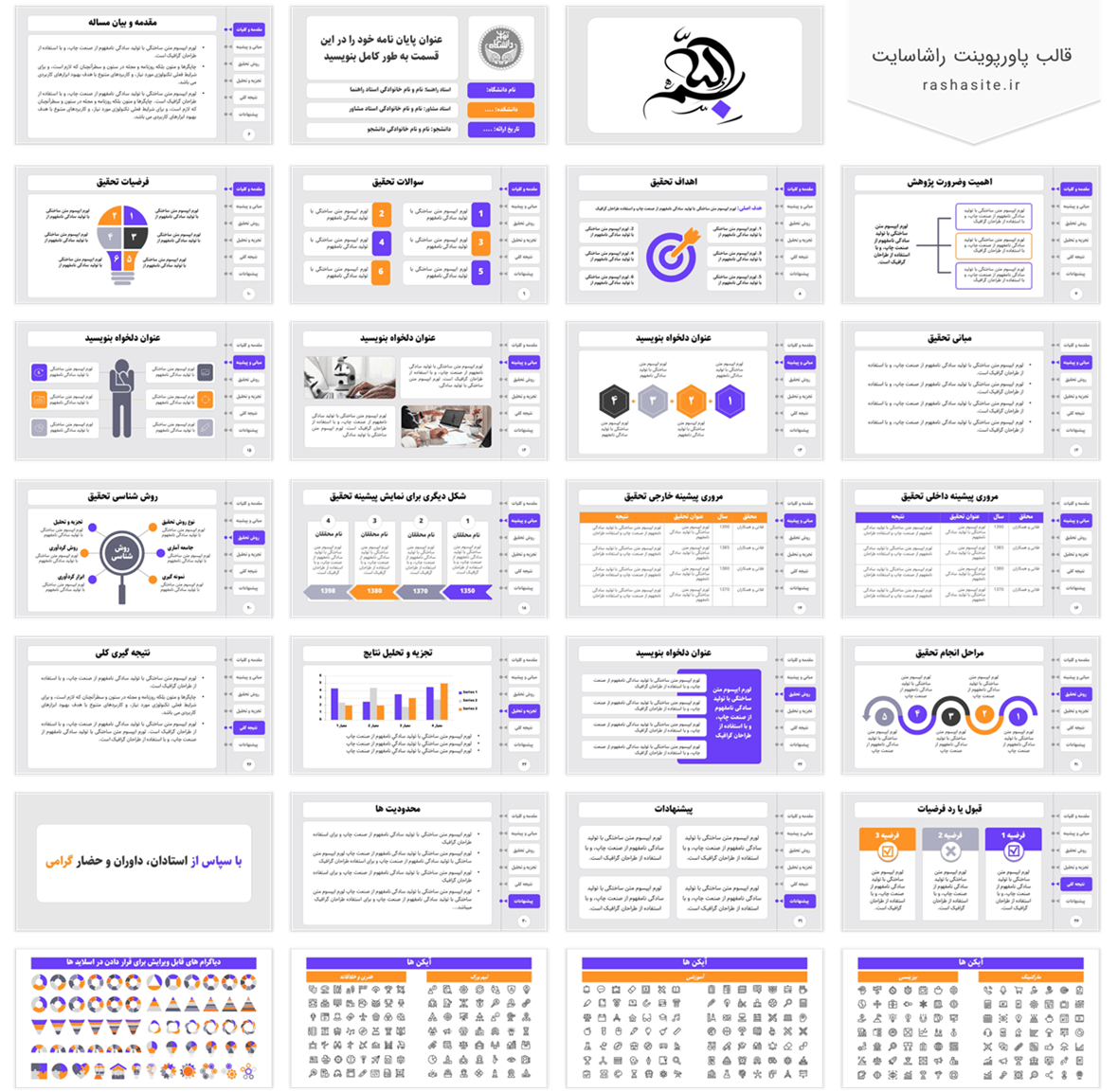 تم حرفه ای پاورپوینت دفاع پایان نامه