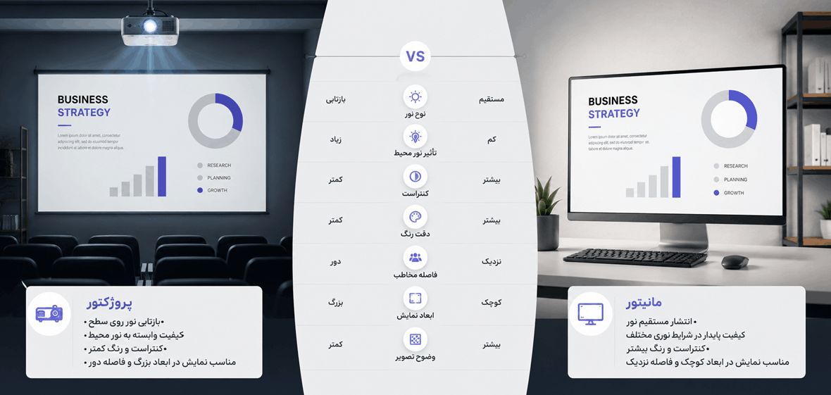 تفاوت ارائه در مانیتور و پروژکتور