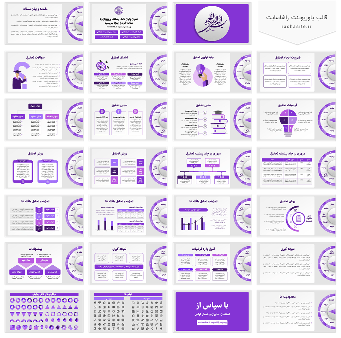 قالب پاورپوینت پایان نامه منوی چرخشی