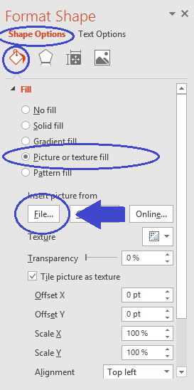 قرار دادن تصویر در اشکال در پاورپوینت