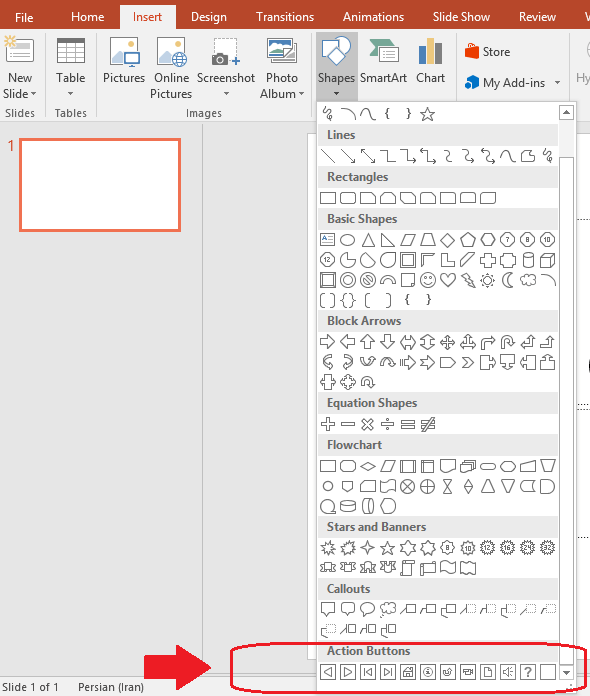 دکمه های عملیاتی