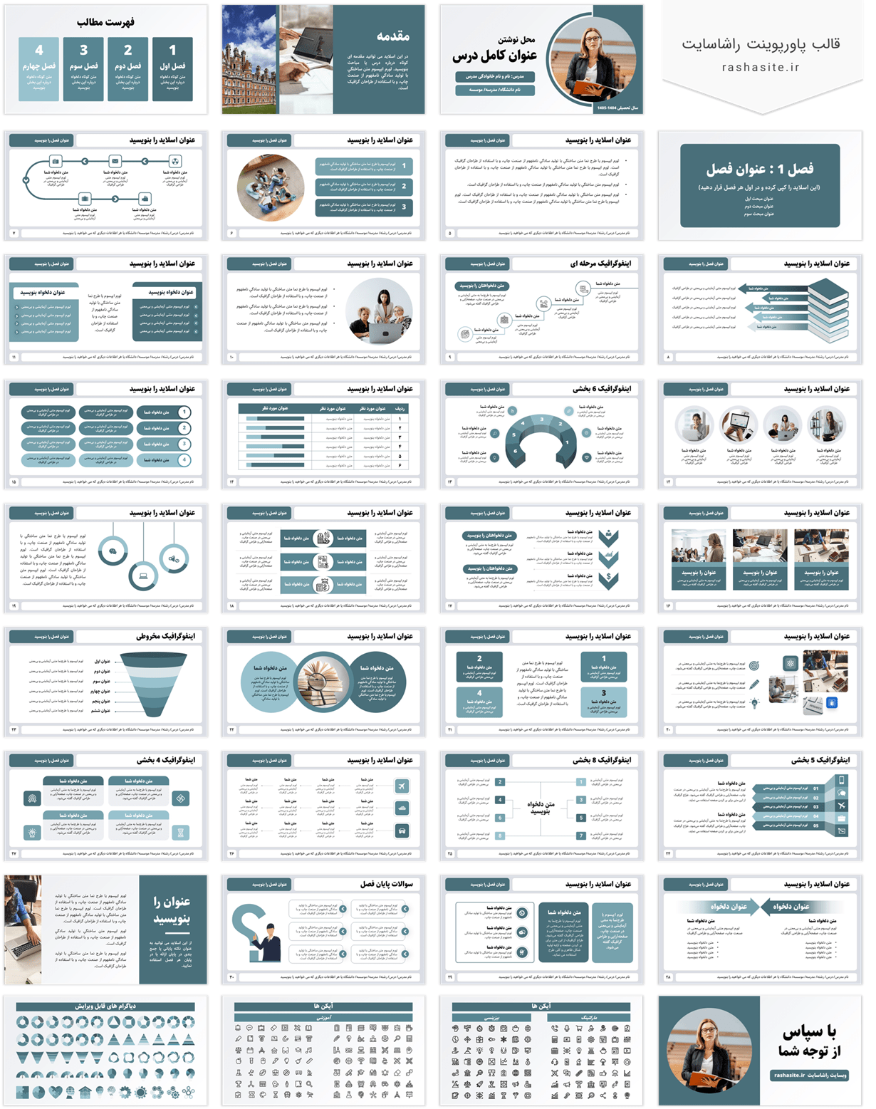 قالب پاورپوینت برای تدریس معلمان، استادان و مدرسان