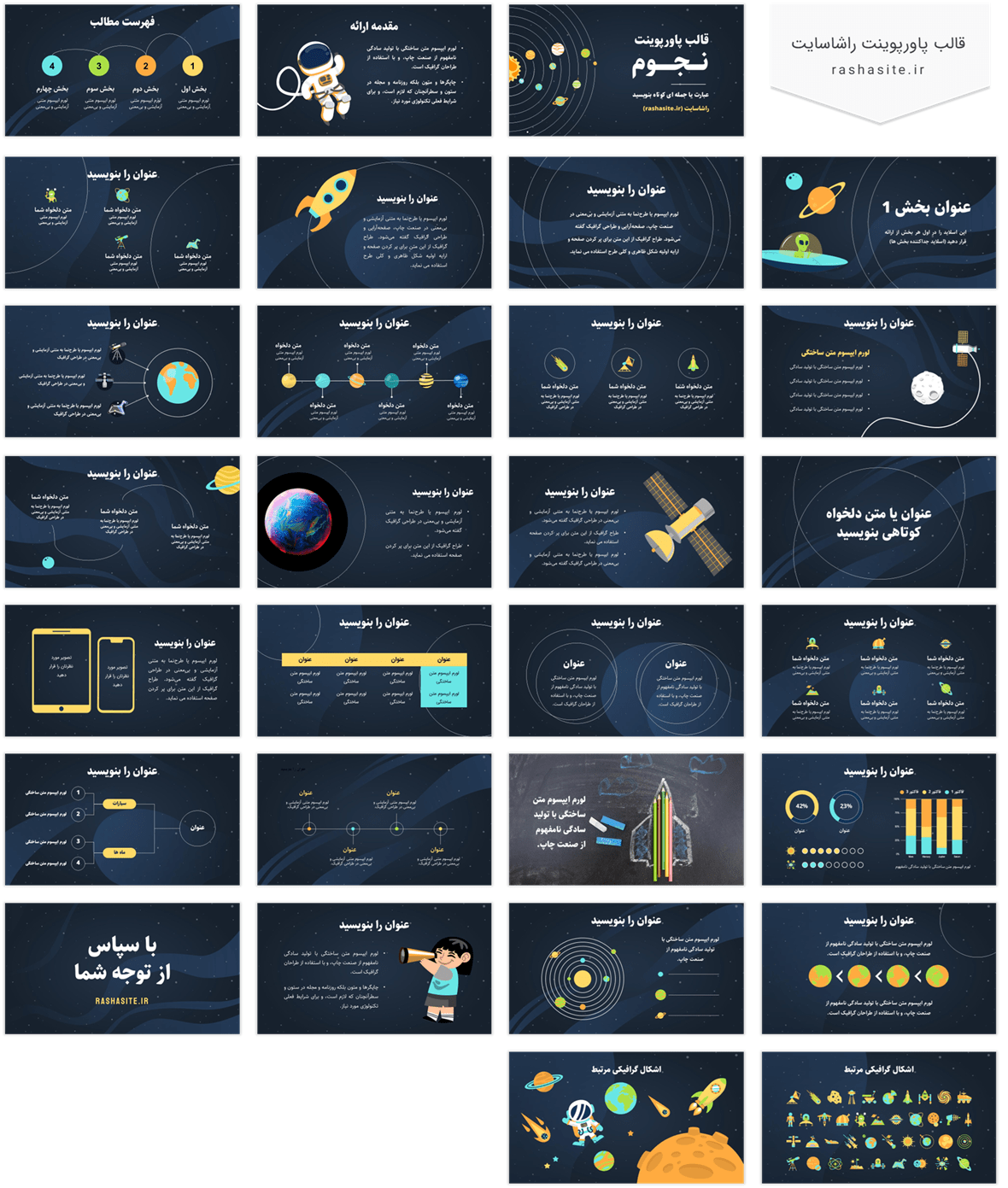 قالب پاورپوینت نجوم و منظومه شمسی
